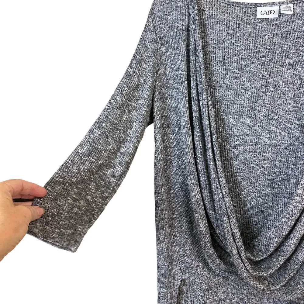 Cato Hi Lo Long Drape Cross Over Neck Sweater Size XL